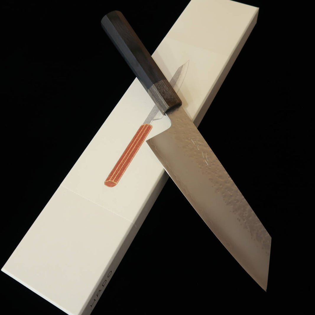 HADO 刃道 Shiosai VG10 martilleado, mango de laminado negro, Bunka (180 mm)