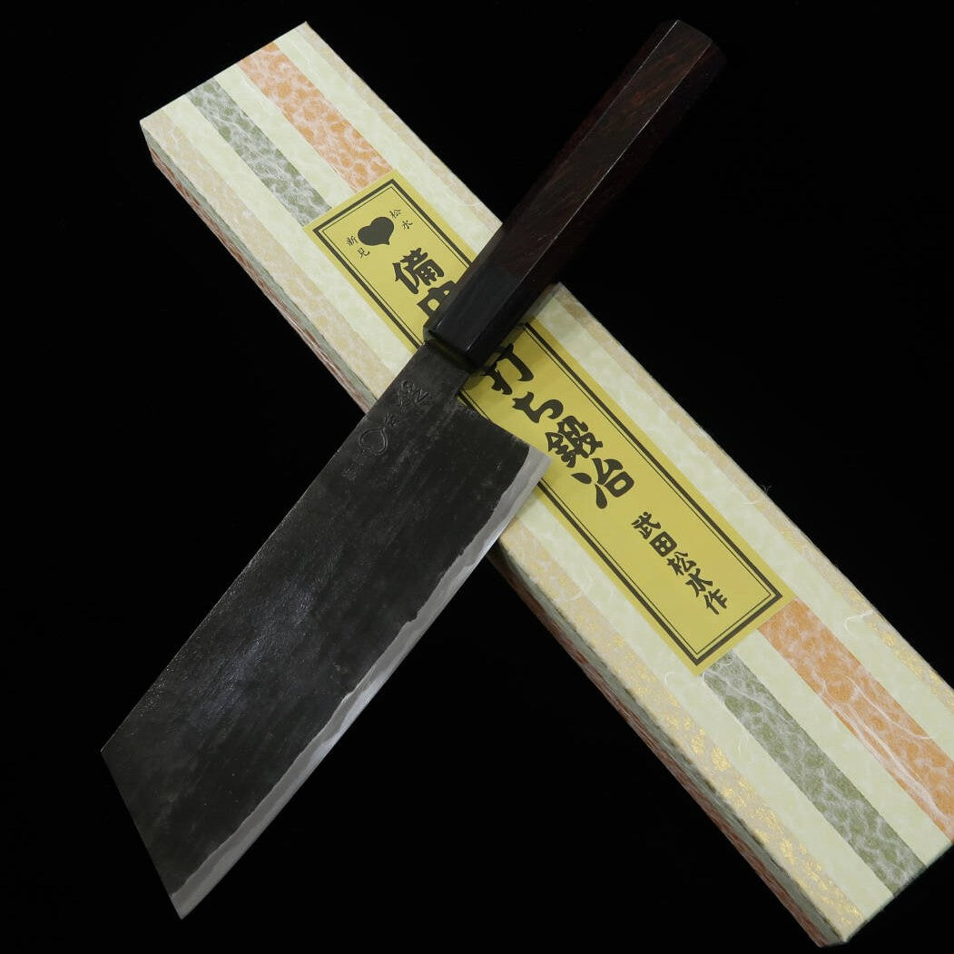 Takeda 武田刃物 forja manual Bitchu, cuchillo bunka multiusos, acero Hitachi Aogami Super (150–180 mm)