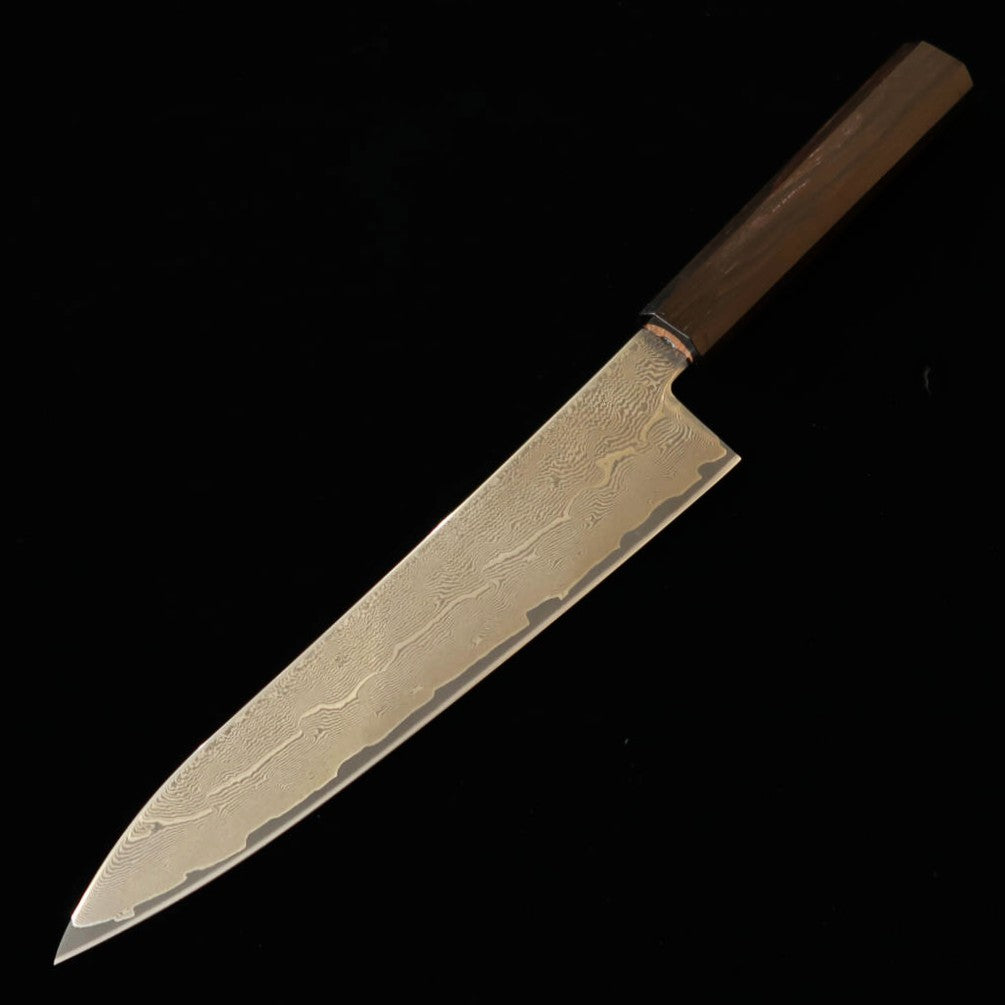 HATSUKOKORO gyuto Gingami #3 Damasco cabo integral de ébano (210 mm)