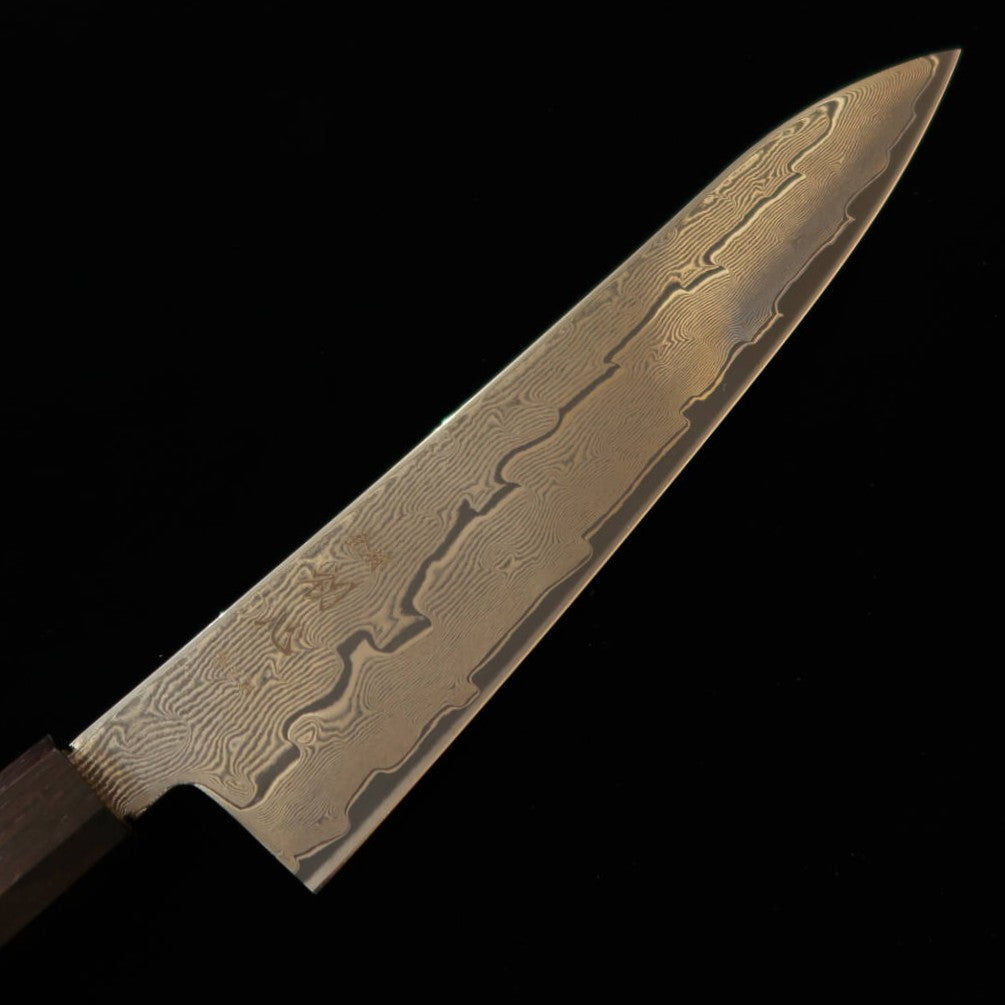 初心 HATSUKOKORO 牛刀 銀紙三号 ダマスカス 黒檀一体型柄 (210mm)