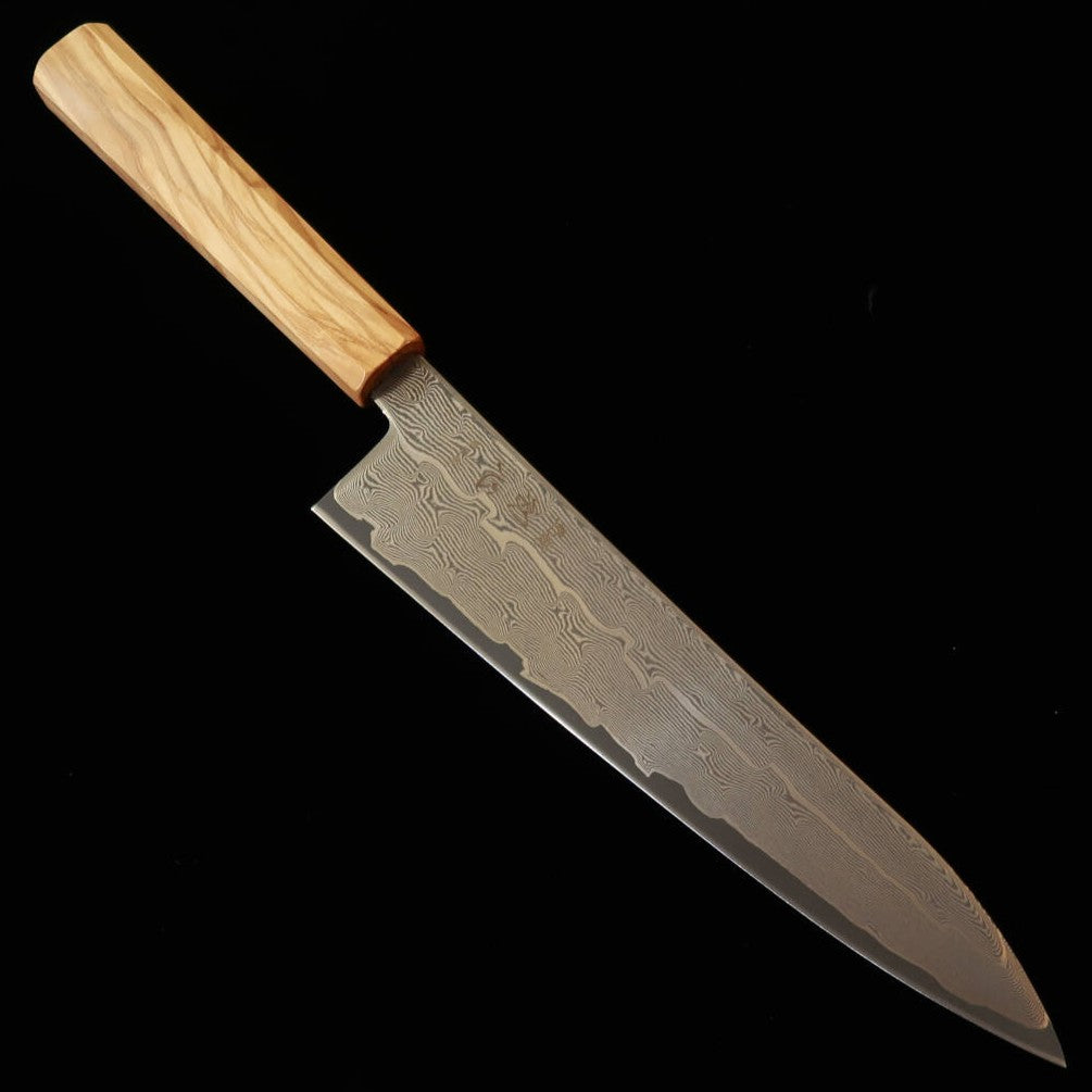 HATSUKOKORO Gyuto Aço Inox Ginsan Damasco (210mm) Cabo Octogonal de Oliveira