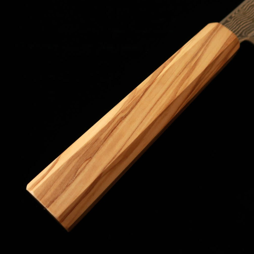 Hatsukokoro Santoku Ginsan Damascus Olive Octagonal Handle (170mm)