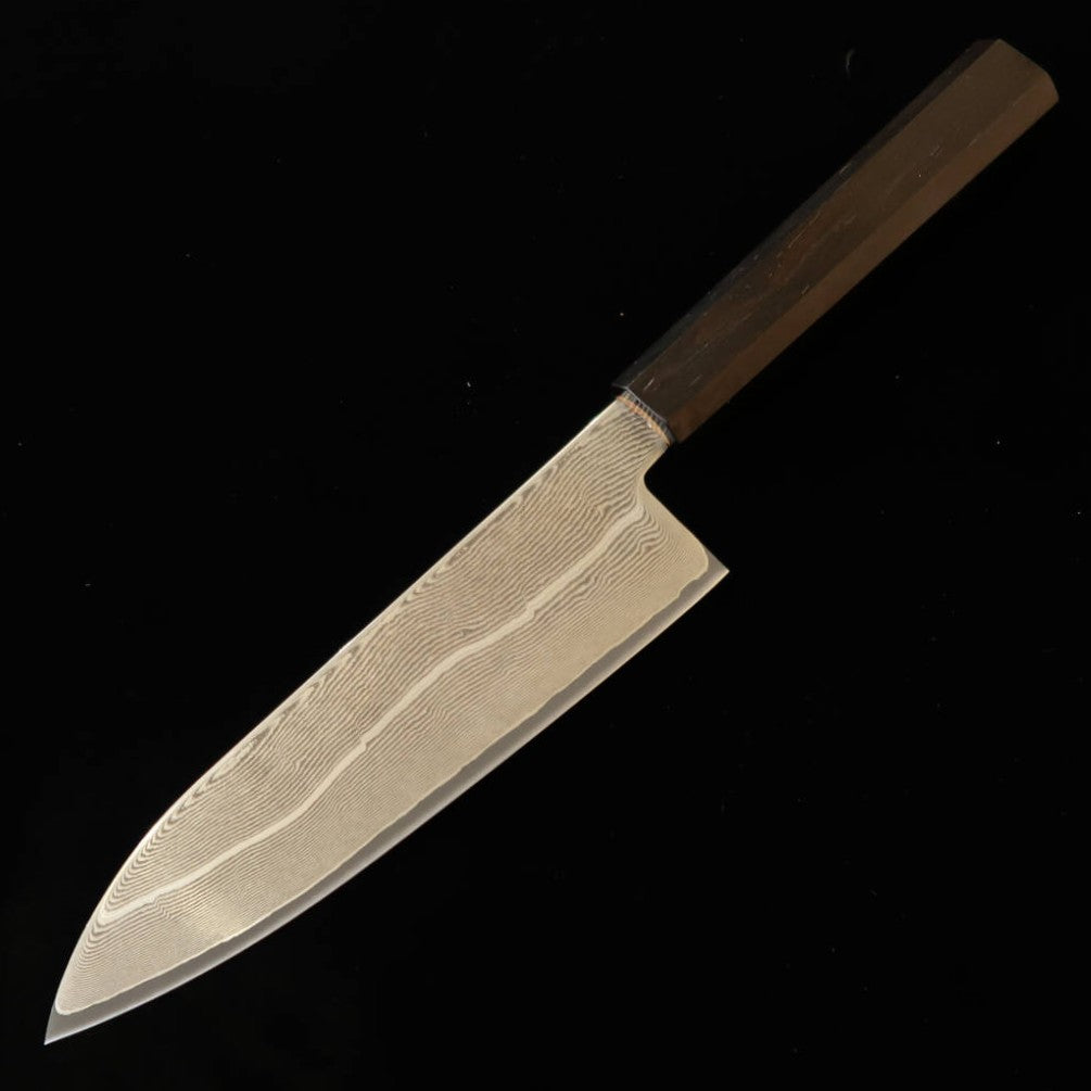 初心 HATSUKOKORO 三徳 銀紙三号 ダマスカス 黒檀一体型柄 (170mm)