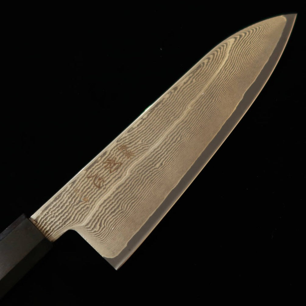 初心 HATSUKOKORO 三徳 銀紙三号 ダマスカス 黒檀一体型柄 (170mm)