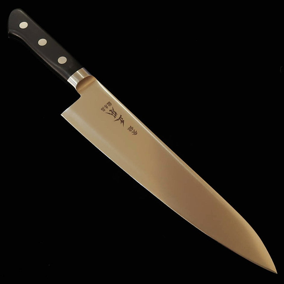 MASAMOTO SOHONTEN Gyuto Hyper Molibdeno, mango de laminado negro (210–270 mm)