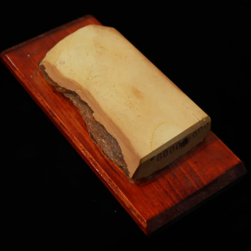 天然砥石　奥殿 合砥 コッパ 台付き 53×112×17mm