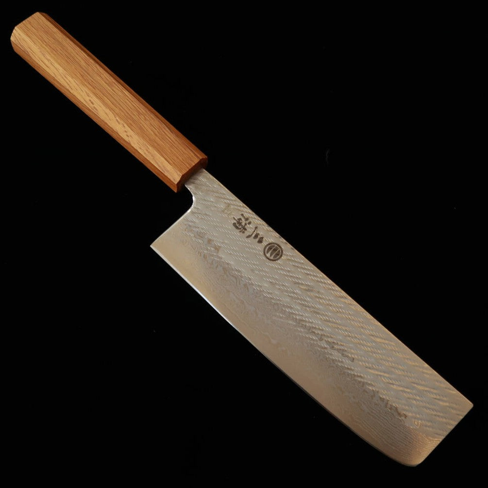 Miura Nakiri AUS10 Rope Pattern Damascus Oak Octagonal Handle (165mm)