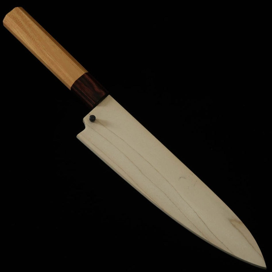MIURA Gyuto Acier Gin-3 Manche octogonal en orme, fourreau bois inclus (180mm)