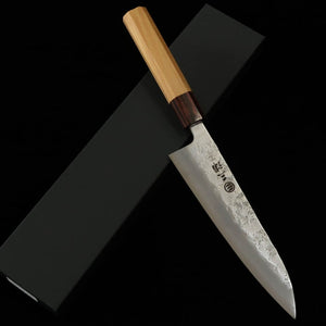 MIURA Gyuto Acier Gin-3 Manche octogonal en orme, fourreau bois inclus (180mm)