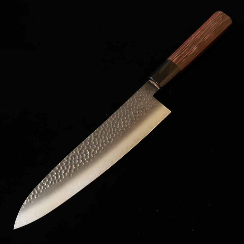 三浦 MIURA 牛刀 VG10 黒染 槌目ダマスカス ウェンジ八角柄（210mm）