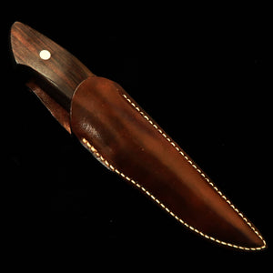 TAKEDA Hamono, forja manual Bitchu, obra de Moriya Masasaku, cuchillo con funda (sheath knife), ébano rayado