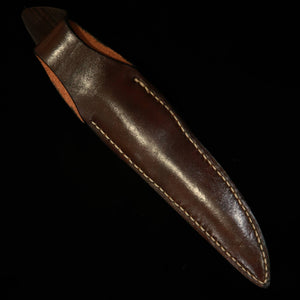 TAKEDA Hamono, forja manual Bitchu, obra de Moriya Masasaku, cuchillo con funda (sheath knife), ébano rayado