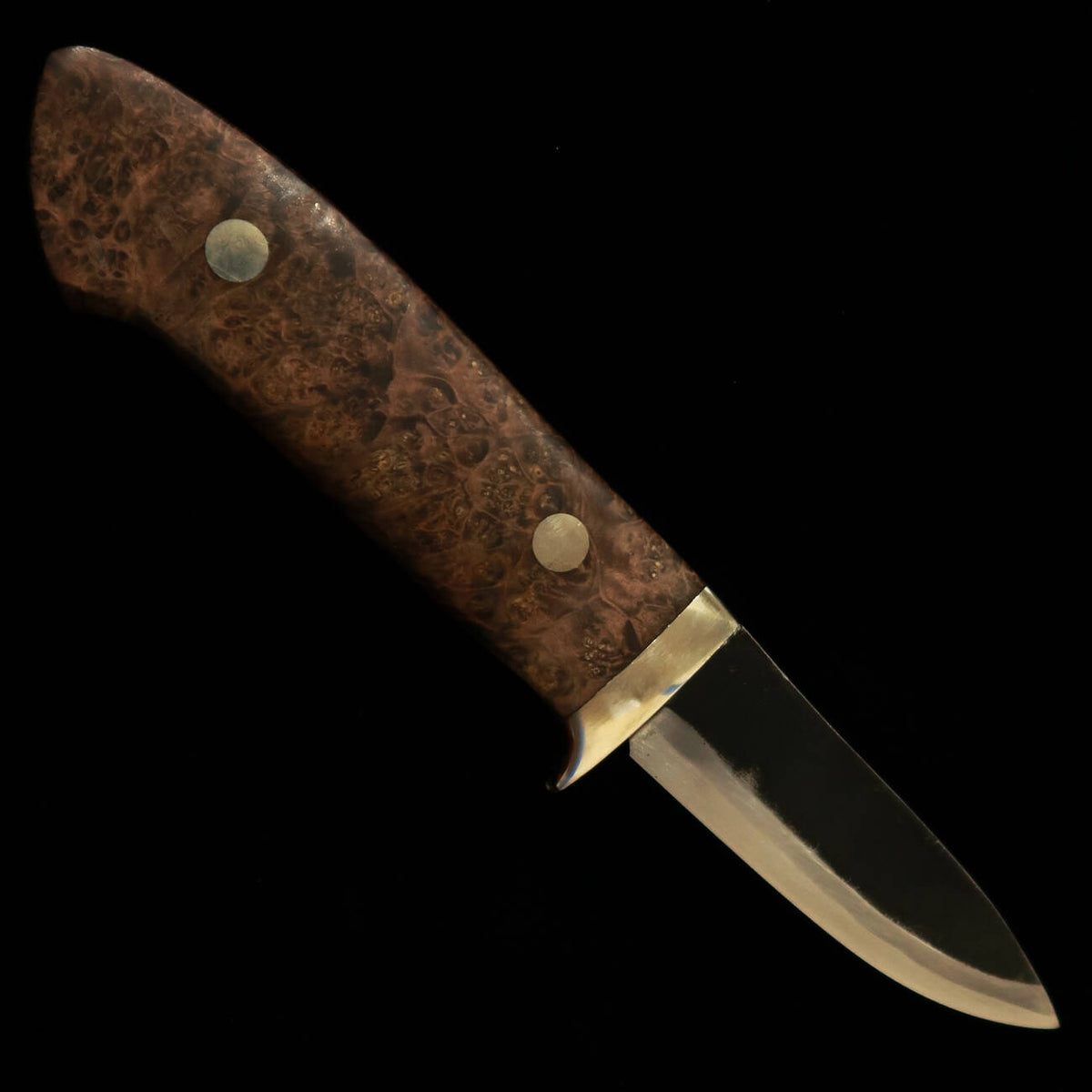 Takeda Hamono TAKEDA forja manual Bitchū, Seisaku Moriya, cuchillo de hoja fija con funda, black eye