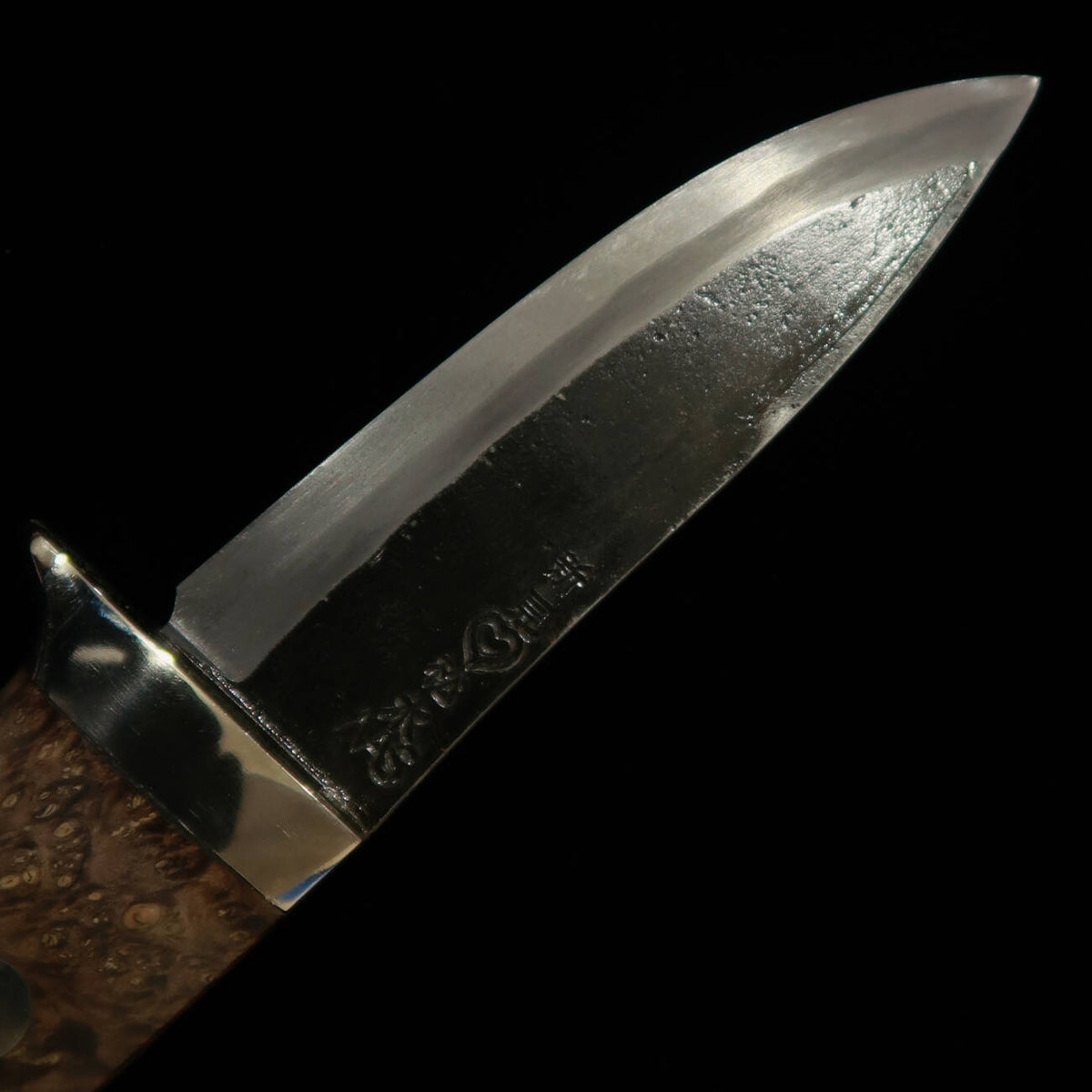 Takeda Hamono TAKEDA forja manual Bitchū, Seisaku Moriya, cuchillo de hoja fija con funda, black eye