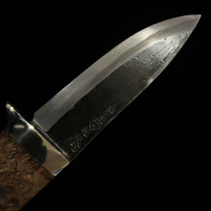 Takeda Hamono TAKEDA forja manual Bitchū, Seisaku Moriya, cuchillo de hoja fija con funda, black eye