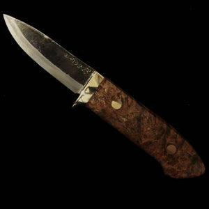 Takeda Hamono TAKEDA forja manual Bitchū, Seisaku Moriya, cuchillo de hoja fija con funda, black eye