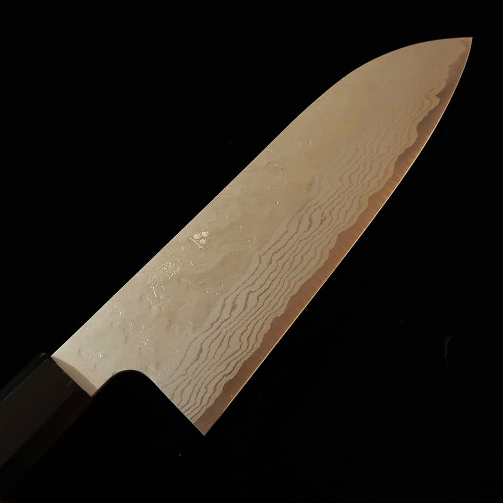 二唐刃物鍛造所 NIGARA VG10 槌目ダマスカス 三徳 チーク柄 (180mm)