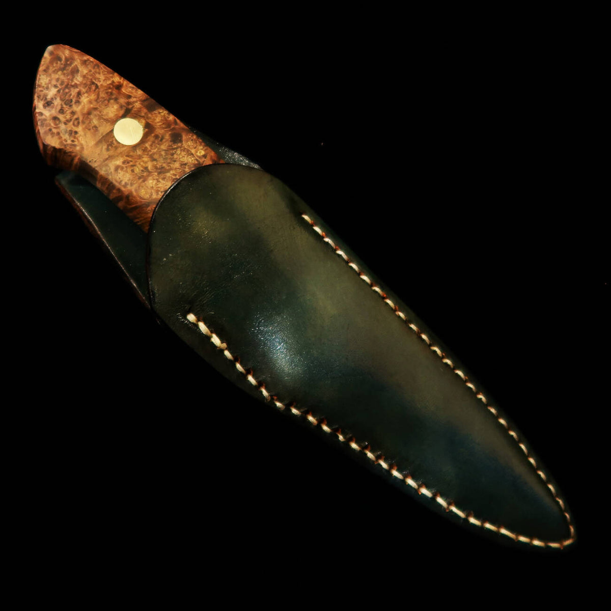 Takeda Hamono TAKEDA forja manual Bitchū, Seisaku Moriya, cuchillo de hoja fija con funda, black eye