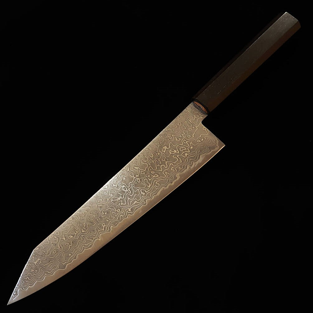初心 HATSUKOKORO 流氷 切付牛刀 SG2 ダマスカス 磨き 黒檀一体柄（210/240mm）