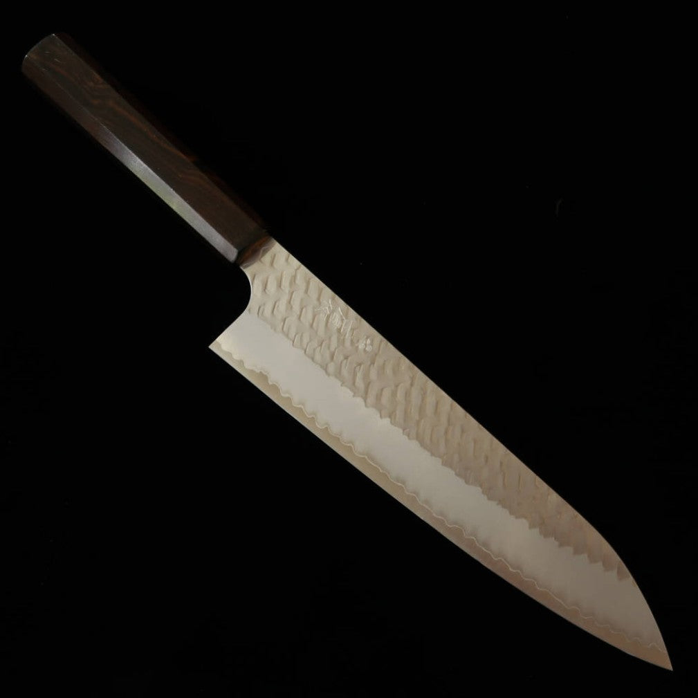 二唐刃物鍛造所 NIGARA SG2 磨き槌目 牛刀 黒檀一体型柄 (210mm)