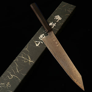初心 HATSUKOKORO 流氷 切付牛刀 SG2 ダマスカス 磨き 黒檀一体柄（210/240mm）