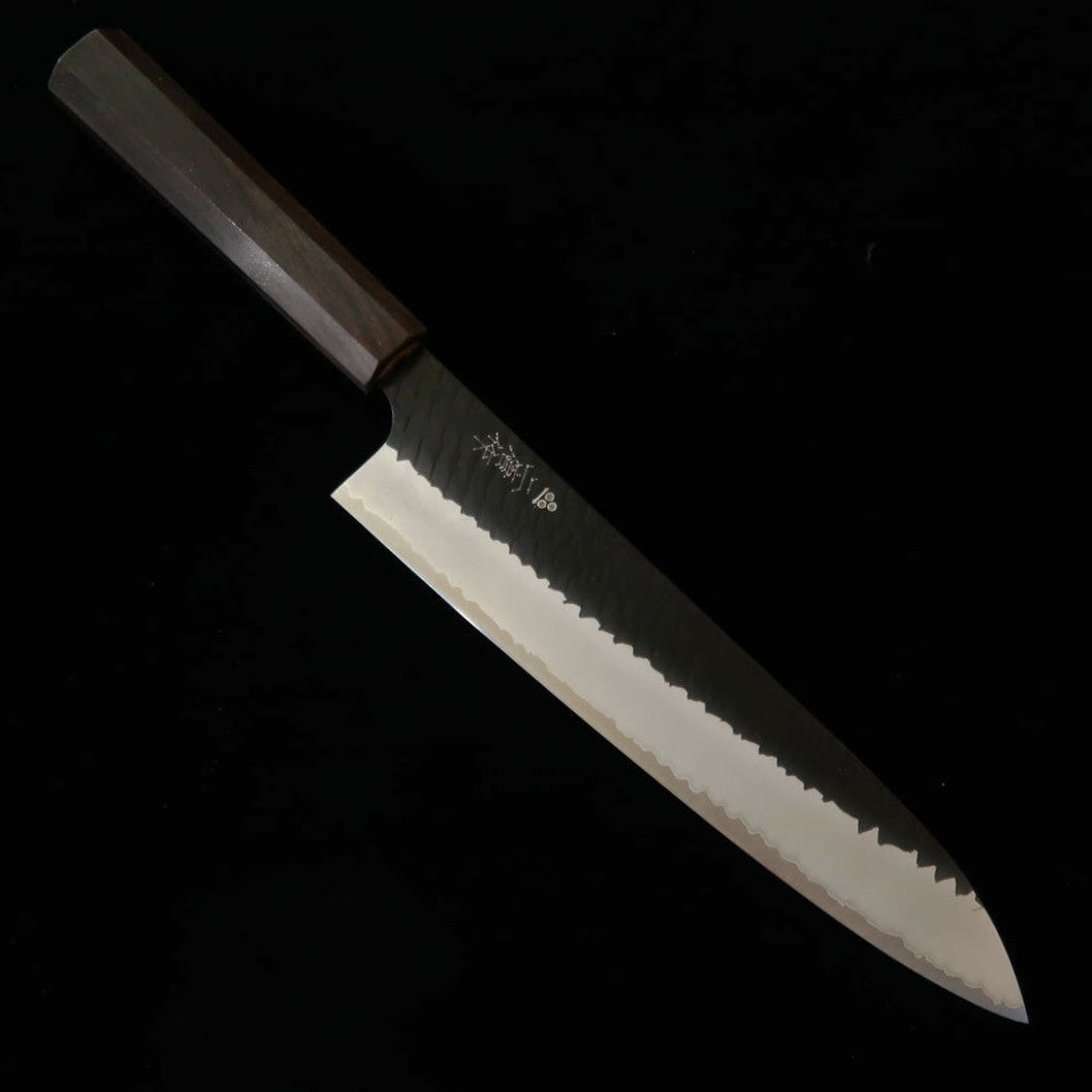 二唐刃物鍛造所 NIGARA SG2 磨き槌目 牛刀 黒檀一体型柄 (240mm)