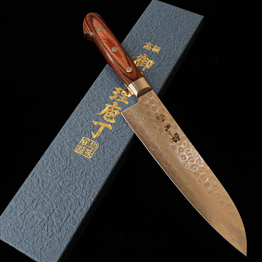 酔心SUISIN 三徳 VG10 鎚目 ダマスカス マホガニー（180mm）
