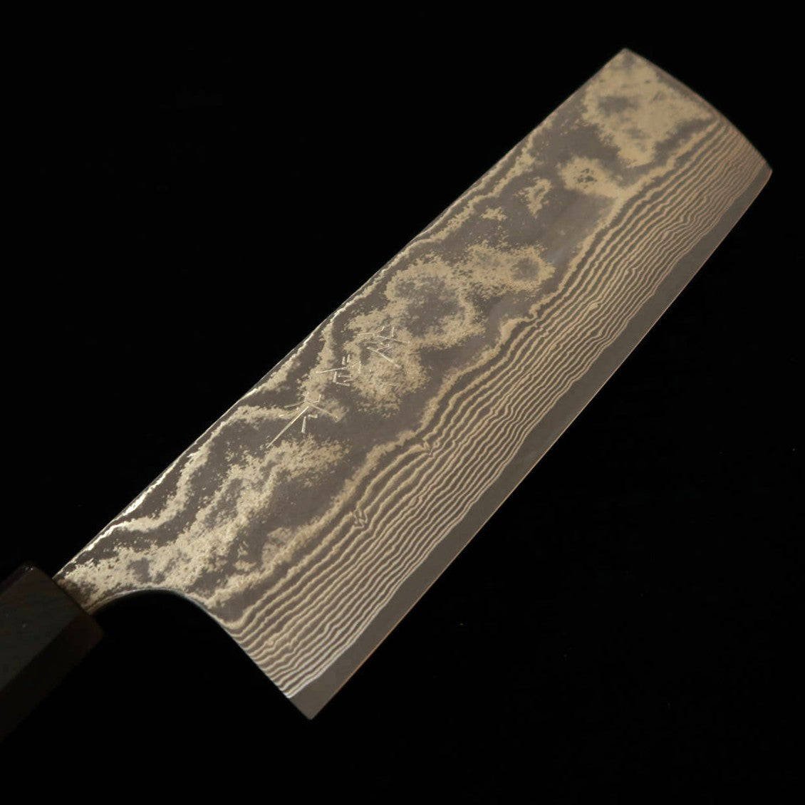 佐治武士 SAJITAKESHI 菜切 VG10 黒染めダマスカス 黒檀一体型柄（165mm）
