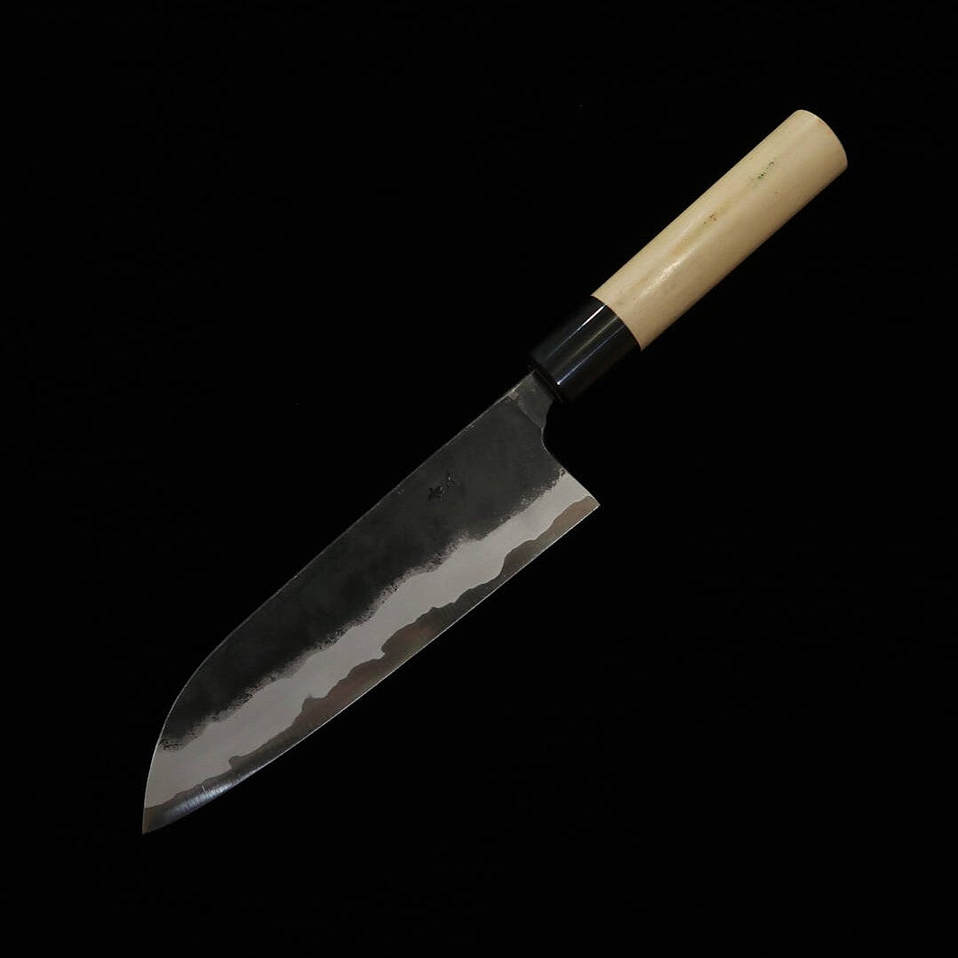 MIURA by Shindo Santoku, Aogami nº2, forja preta, cabo de magnólia e búfalo, formato de castanha (165mm)