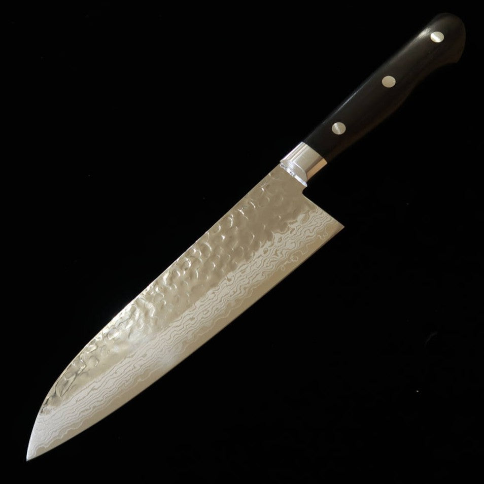 虎徹 KOTETSU 三徳 VG10 鎚目ダマスカス 黒合板柄（180mm）
