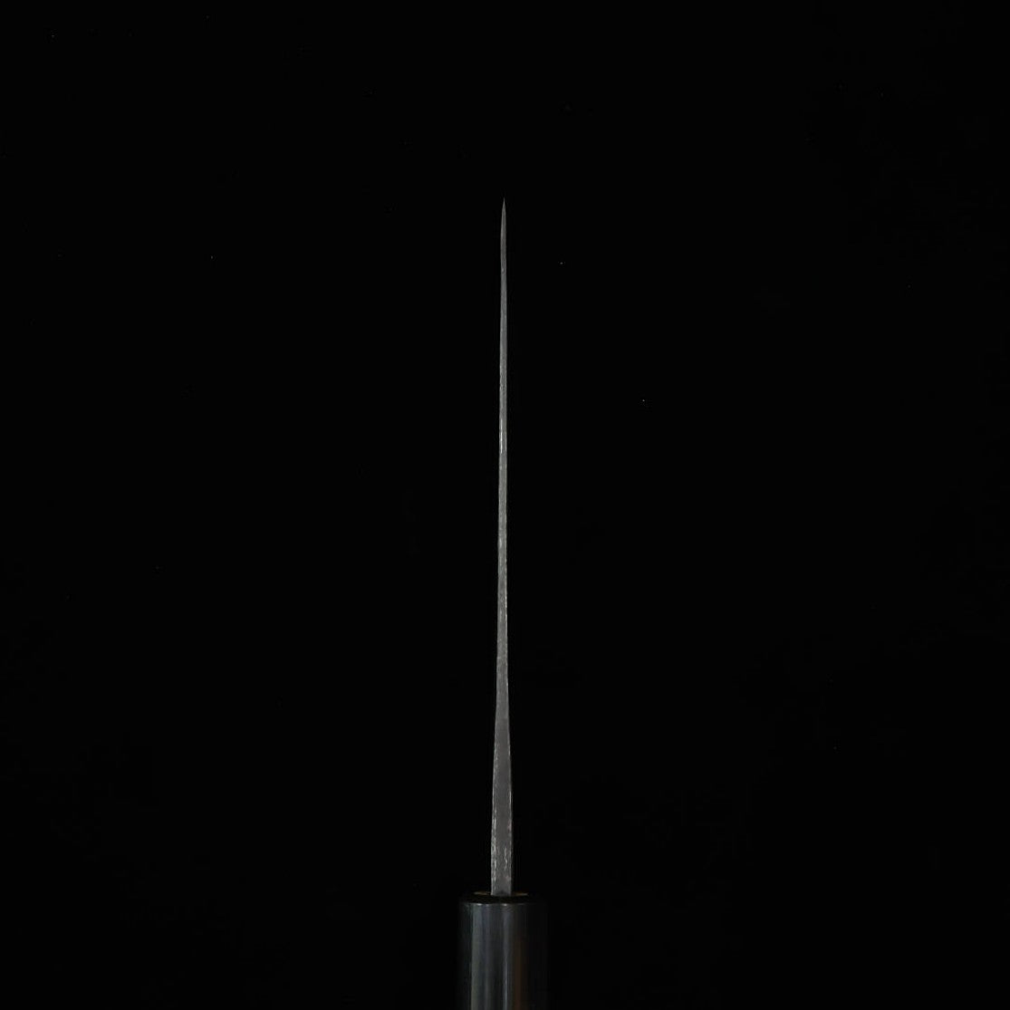 MIURA by Shindo Santoku, Aogami nº2, forja preta, cabo de magnólia e búfalo, formato de castanha (165mm)