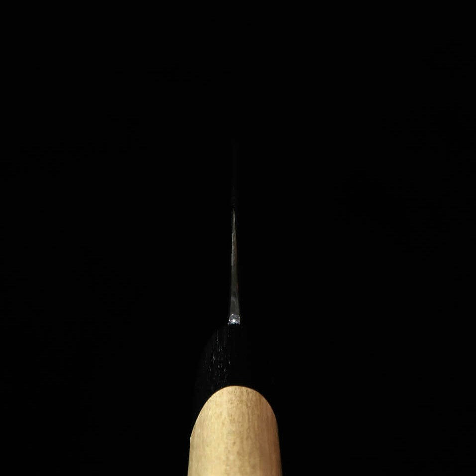 MIURA by Shindo Santoku, Aogami nº2, forja preta, cabo de magnólia e búfalo, formato de castanha (165mm)
