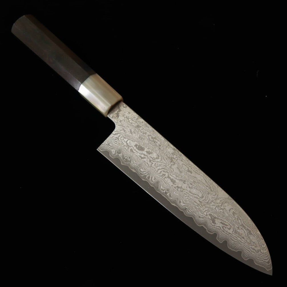 Faca Santoku Sakai Kikumori Seihun Series VG10 com Cabo de Ébano e Chifre de Búfalo (180mm)