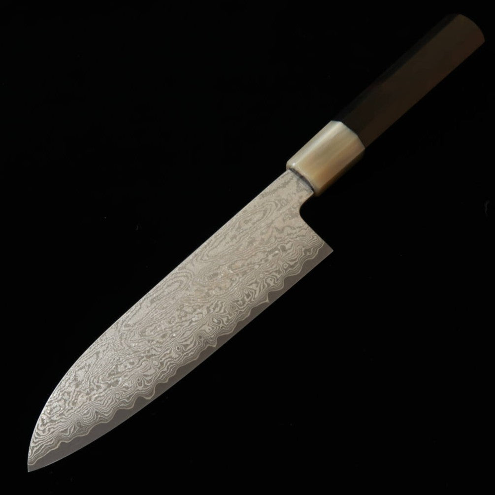 Faca Santoku Sakai Kikumori Seihun Series VG10 com Cabo de Ébano e Chifre de Búfalo (180mm)