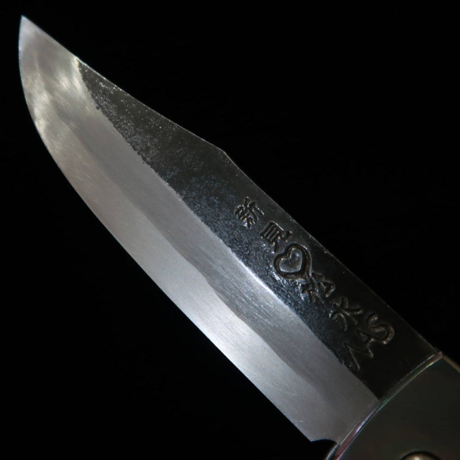 Cuchillo plegable tipo Bitchū TAKEDA hecho a mano por Inagaki Fumio,mango de marfil de mamut y titanio