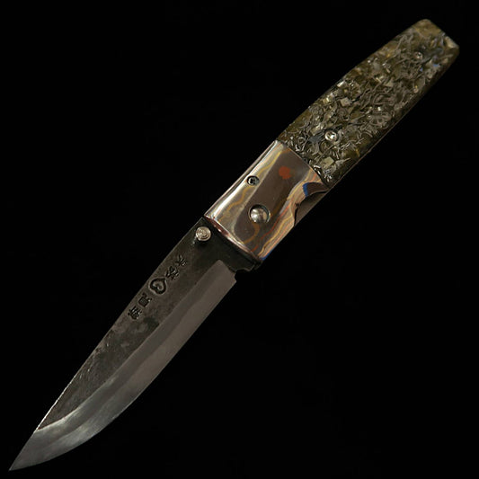 Takeda Hamono - Cutelaria Bitchu artesanal, obra de Fumio Inagaki, faca dobrável liner lock Resina B