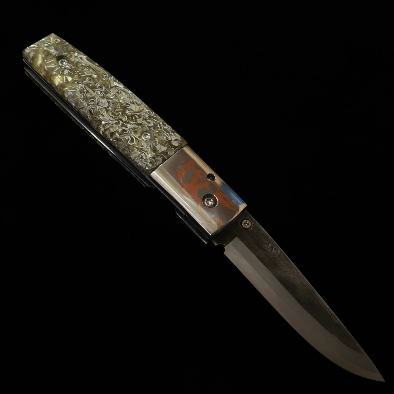 Takeda Hamono - Cutelaria Bitchu artesanal, obra de Fumio Inagaki, faca dobrável liner lock Resina B