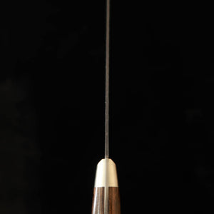 三浦MIURA 菜切 青紙スーパー 黒打ち 鎚目 焦茶柄 鍔付き（165mm）
