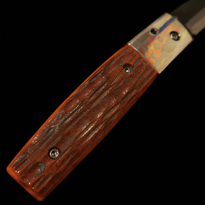 Takeda Cutlery TAKEDA Bitchu Handcrafted Blacksmith Fumio Inagaki's Liner Lock Folder Knife Faux Stag
