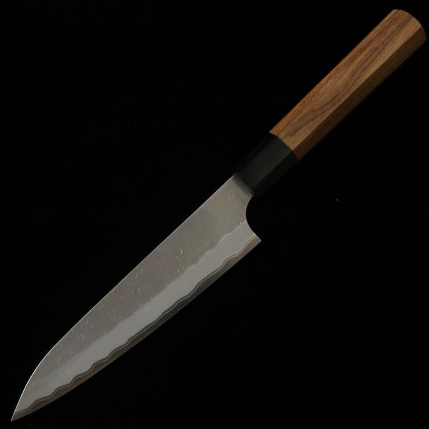 NIGARA Petty Aogami Super, finition polie martelée, manche en teck (120/150mm)