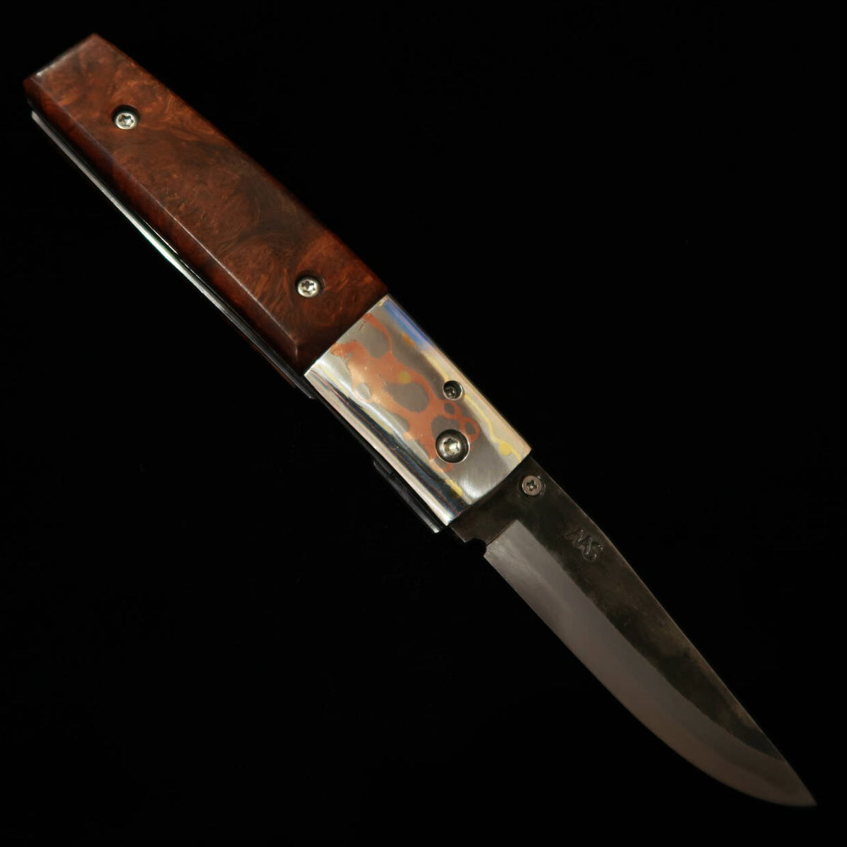 TAKEDA HAMONO Takeda, forja manual Bitchu, navaja plegable liner lock de Fumio Inagaki, mango de ironwood
