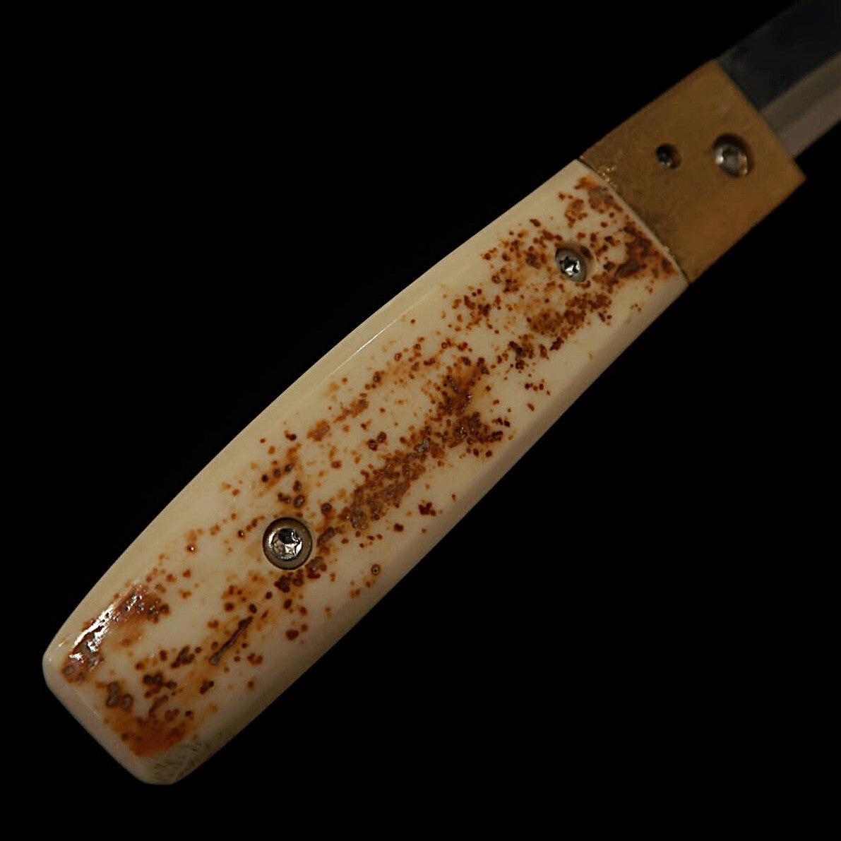 Cuchillo plegable tipo Bitchu TAKEDA Forjado a mano por Fumio Inagaki, mango de marfil de mamut 