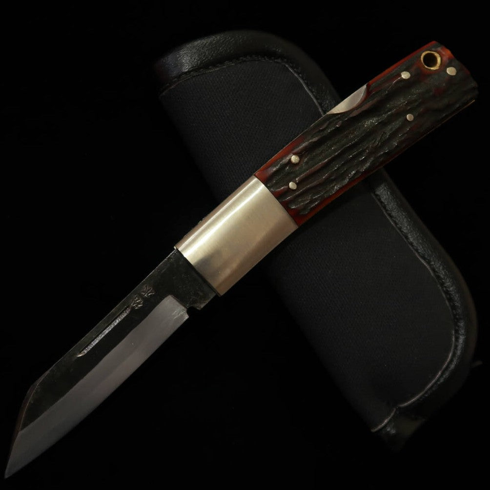 TAKEDA Cutelaria Bitchu Forja Manual por Fumio Inagaki Faca Dobrável Back Lock Stag