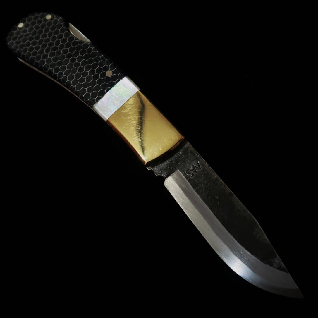 TAKEDA Cutelaria Forjado à Mão Bitchu Inagaki Fumio Faca Dobrável Back Lock Pérola/Favo de Mel