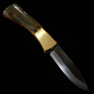 TAKEDA Cutlerie – Forgeron artisanal de Bitchū, œuvre de Fumio Inagaki – Couteau pliant à verrouillage arrière, Mammouth