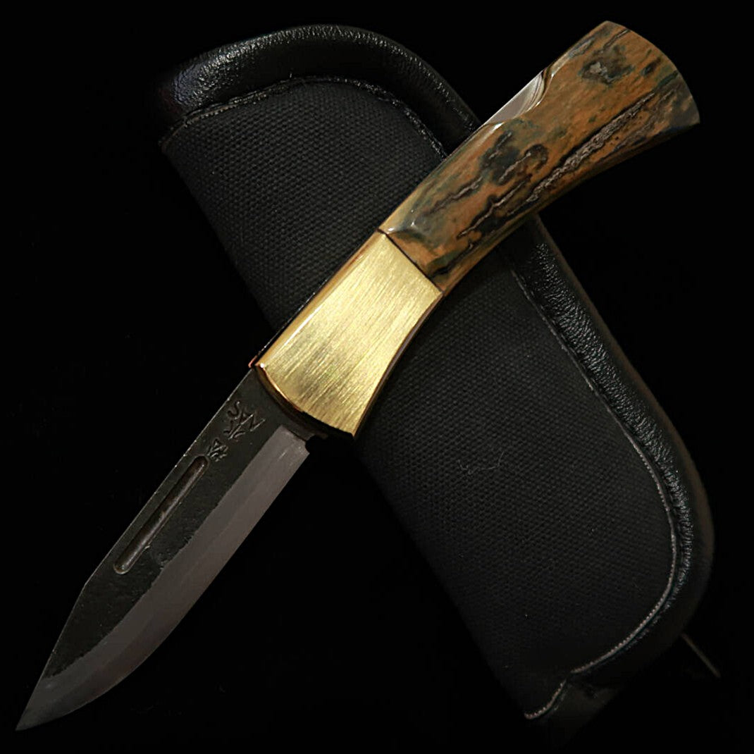 TAKEDA Cutlerie – Forgeron artisanal de Bitchū, œuvre de Fumio Inagaki – Couteau pliant à verrouillage arrière, Mammouth