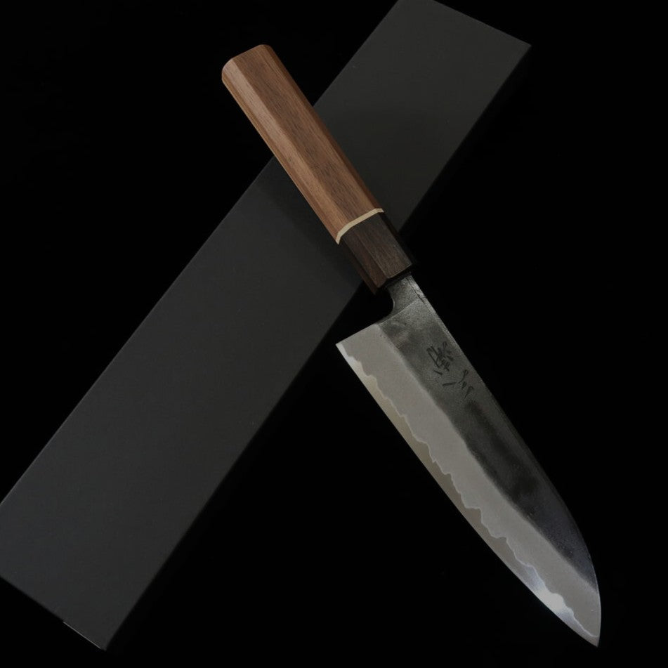 MIURA Santoku Murasame Aogami No. 2 Black finish Walnut octagonal handle (165mm)