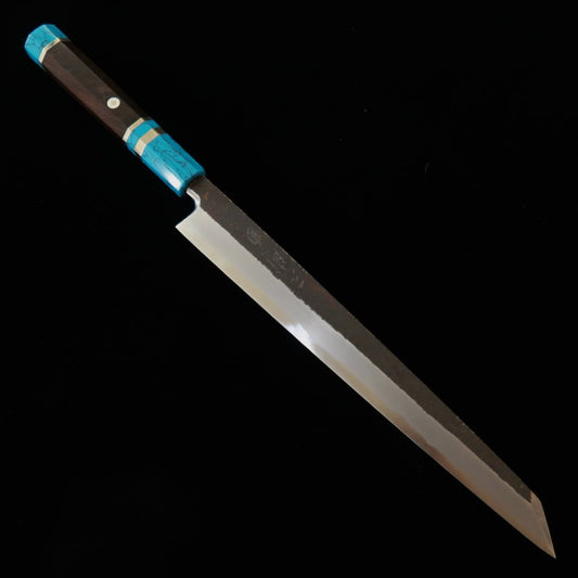 三浦頂MIURA Itadaki 田中義一 切付柳刃 白紙二号 黒打ち ターコイズハンドル（270mm）