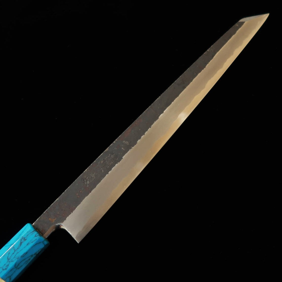 三浦頂MIURAItadaki 切付柳刃 白紙二号 黒打ち ターコイズハンドル（270mm）