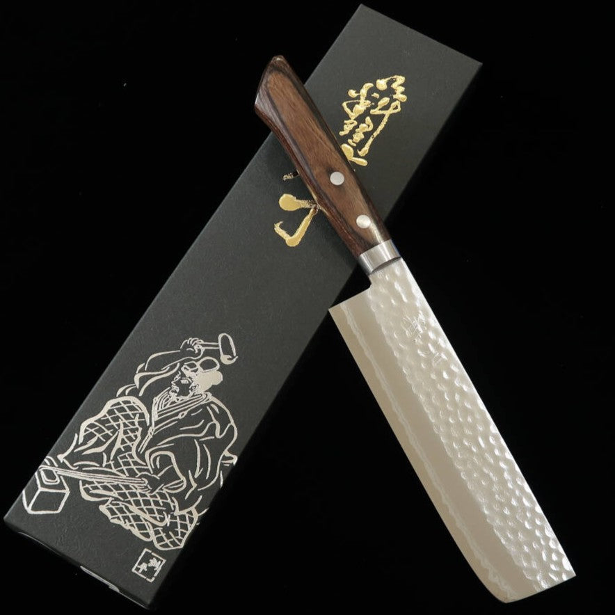三浦MIURA 刻流 菜切 VG10 ダマスカス ブラウンアッシュ柄 （170mm）